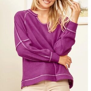 Purple Knit Long Sleeve Top